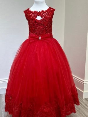 Robe princesse rouge enfant-Keya mariage Mulhouse