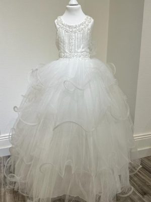 Robe de princesse blanche avec bretelles et perles de cristal - Keya Mariage à Mulhouse livraison possible