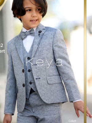 Costume enfant gris décontracté en coton lin-Keya-mariage-Mulhouse