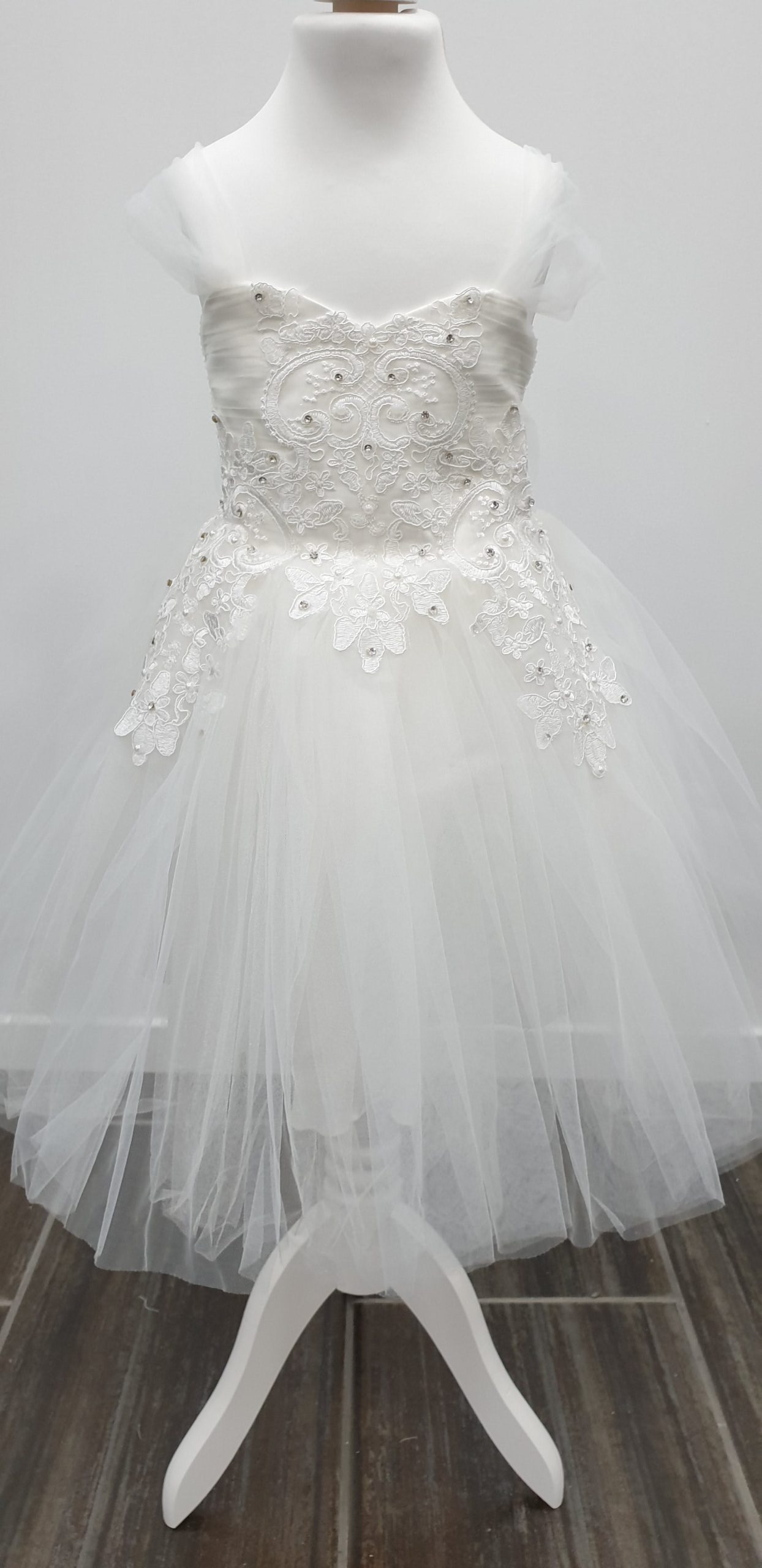 Robe Princesse Pour Fille Avec Nœud - Satin Et Tulle - Pour Fête, Mariage Ou Baptême