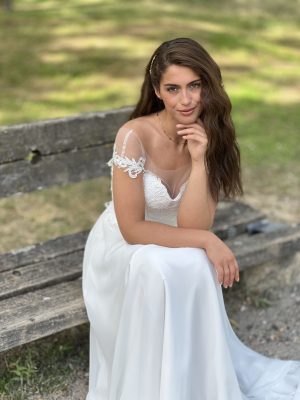 Robe blanche simple évasée-Keya-mariage-Mulhouse