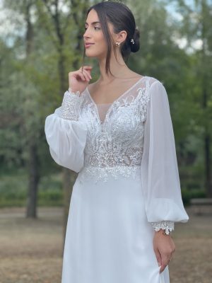 Robe de mariée à manches bouffantes-Keya-mariage-Mulhouse
