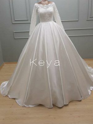 Robe de mariée princesse satin avec manches-Keya-mariage-Mulhouse