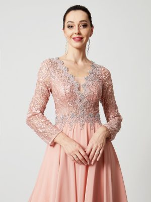 Robe longue avec manches longues chez Keya mariage Mulhouse