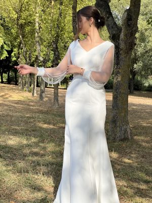 Robe de mariée sirène à manches chez Keya mariage Mulhouse