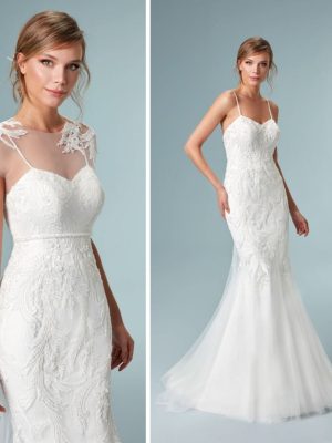 Robe de mariée sirène avec accessoire tulle chez Keya mariage Mulhouse