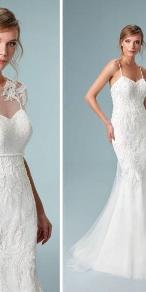 Robe de mariée sirène avec accessoire tulle chez Keya mariage Mulhouse