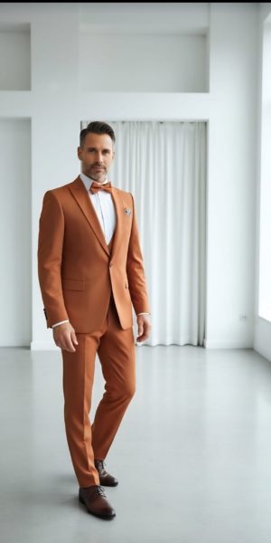 Costume terracotta chez Keya mariage Mulhouse