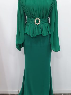 Robe longue couverte à manches ballons chez Keya mariage Mulhouse
