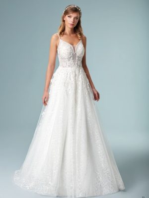 Robe de mariée à fleurs chez Keya mariage Mulhouse