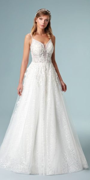 Robe de mariée à fleurs chez Keya mariage Mulhouse