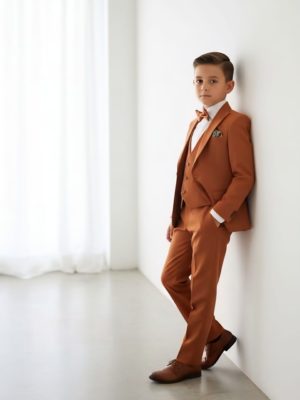 Costume garçon terracotta chez Keya mariage Mulhouse