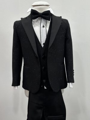 Costume enfant noir brillant chez Keya Mariage Mulhouse