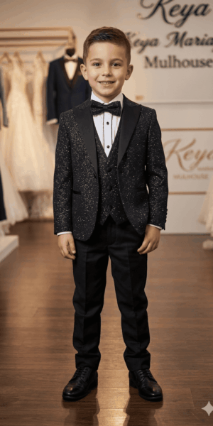 Costume enfant noir brillant