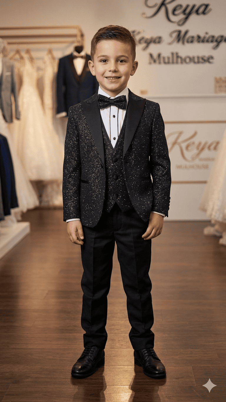 Costume enfant noir brillant