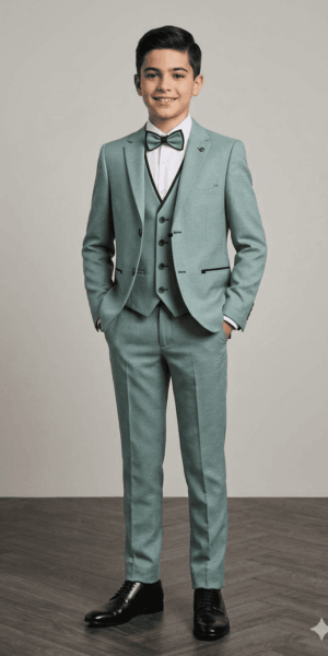 Costume enfant vert d'eau père et fils chez Keya mariage Mulhouse
