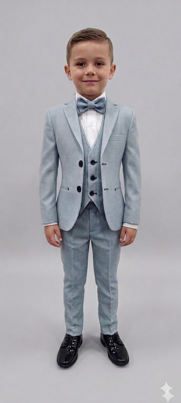 Costume enfant bleu gris chez Keya mariage Mulhouse
