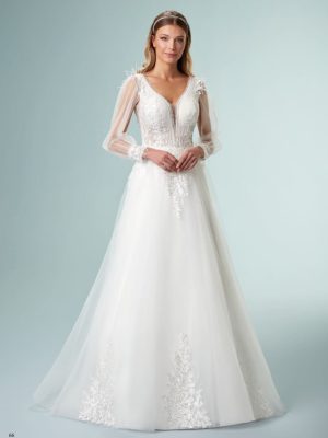 Robe de mariée à manches longues tulle chez Keya mariage Mulhouse