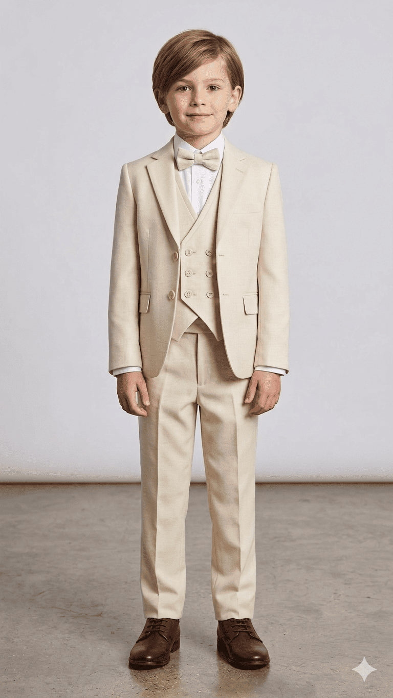 Costume enfant beige très clair chez Keya mariage Mulhouse