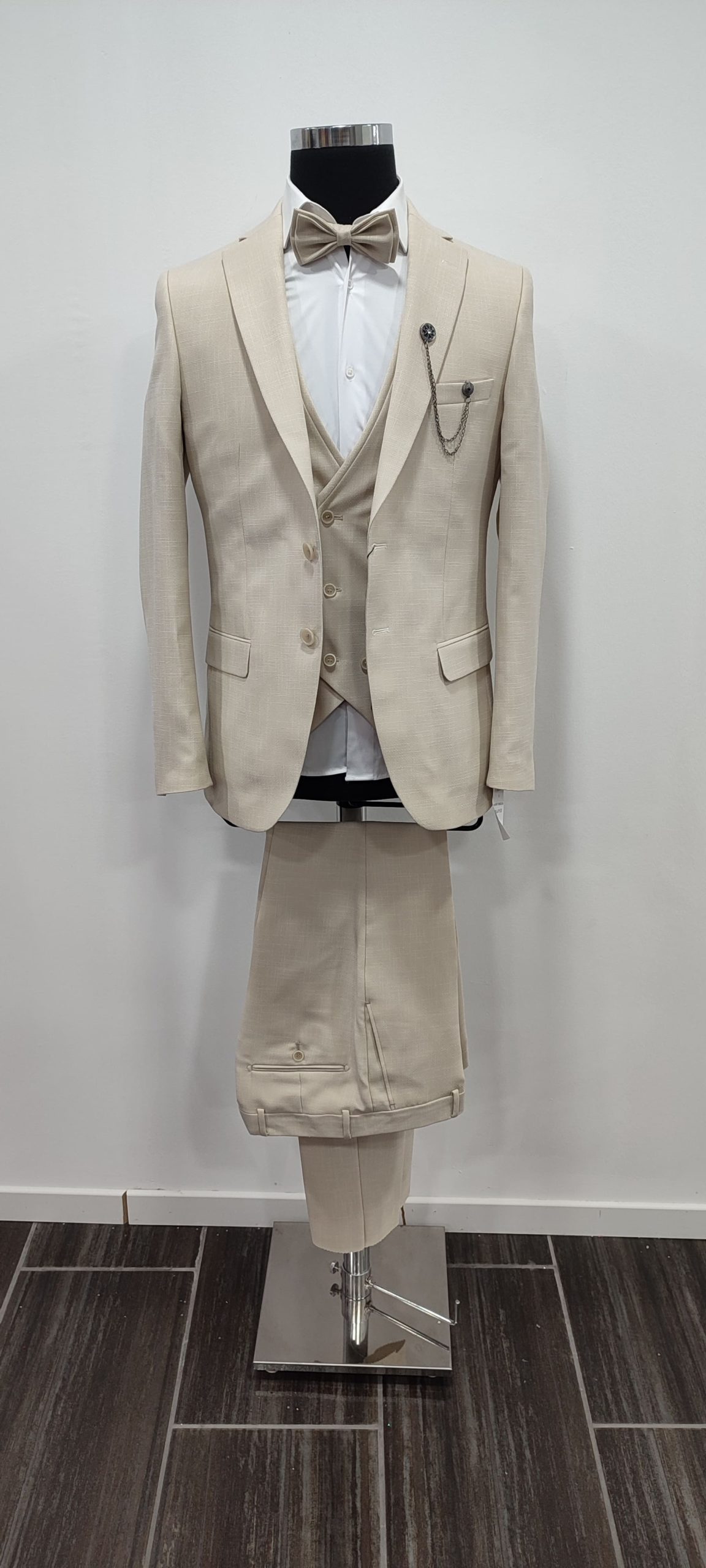 Costume mariage père et fils beige – Ensemble 4 pièces élégant – Image 4