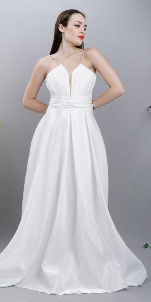 Robe de soirée en taffettas brillant chez Keya Mariage Mulhouse