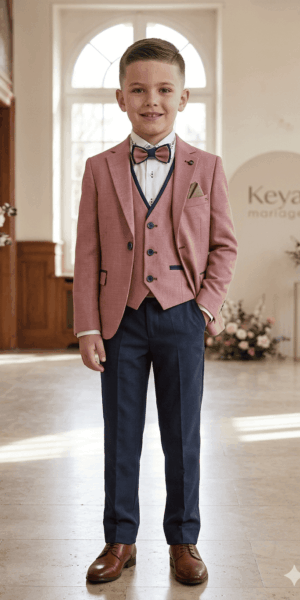 Costume enfant dépareillé rose chez Keya mariage mulhouse