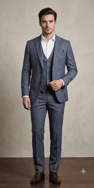 Costume 3 pièces Bleu Acier chez Keya mariage Mulhouse