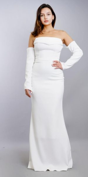 Robe de soirée avec manches amovibles chez Keya mariage Mulhouse