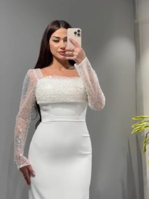 Robe blanche avec manches chez Keya mariage Mulhouse