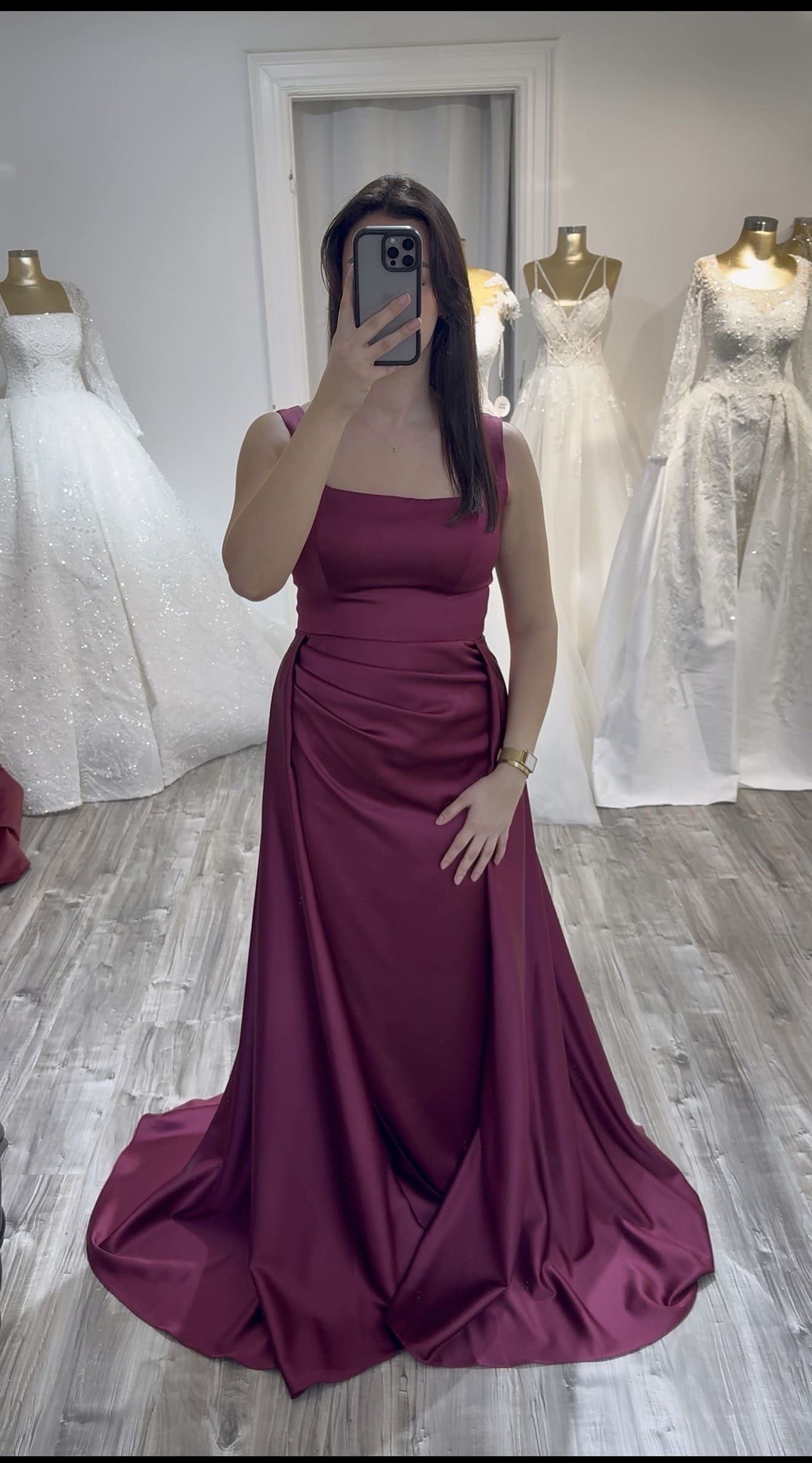 Robe de soirée satin Prune – Image 2