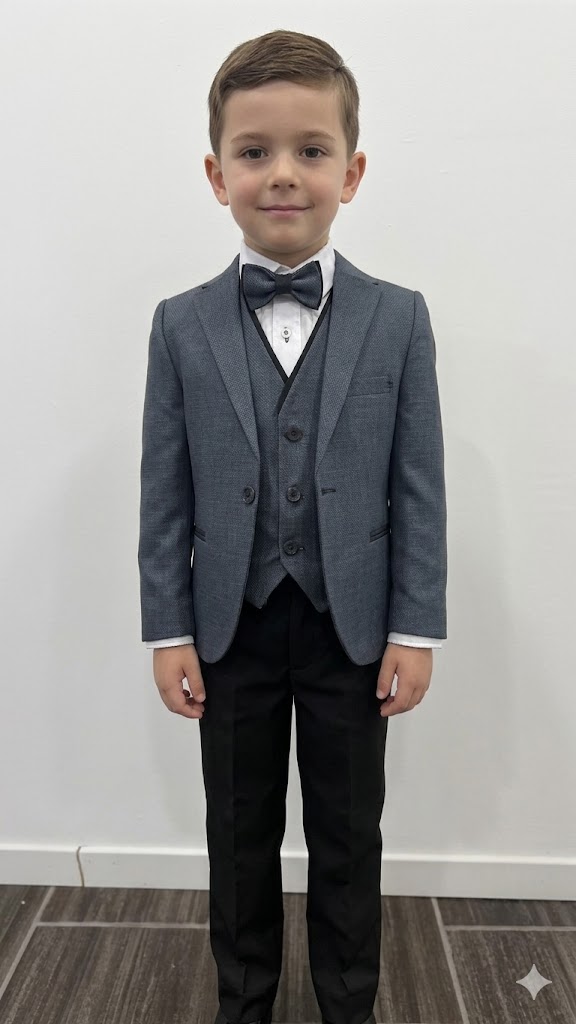 costume enfant 5 pièces dépareillé gris foncé et noir pour mariage - Keya mariage Mulhouse