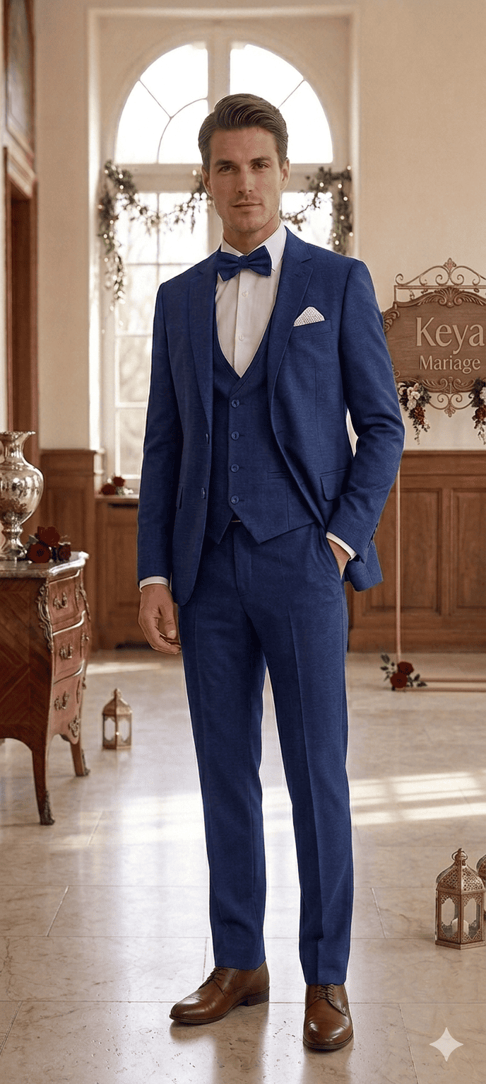 Costume homme père et fils bleu roi
