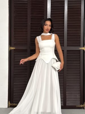 Robe longue type corset blanche chez Keya mariage Mulhouse