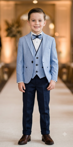 Costume de Cérémonie Enfant Bleu Dépareillé - 5 Pièces | Keya Mariage