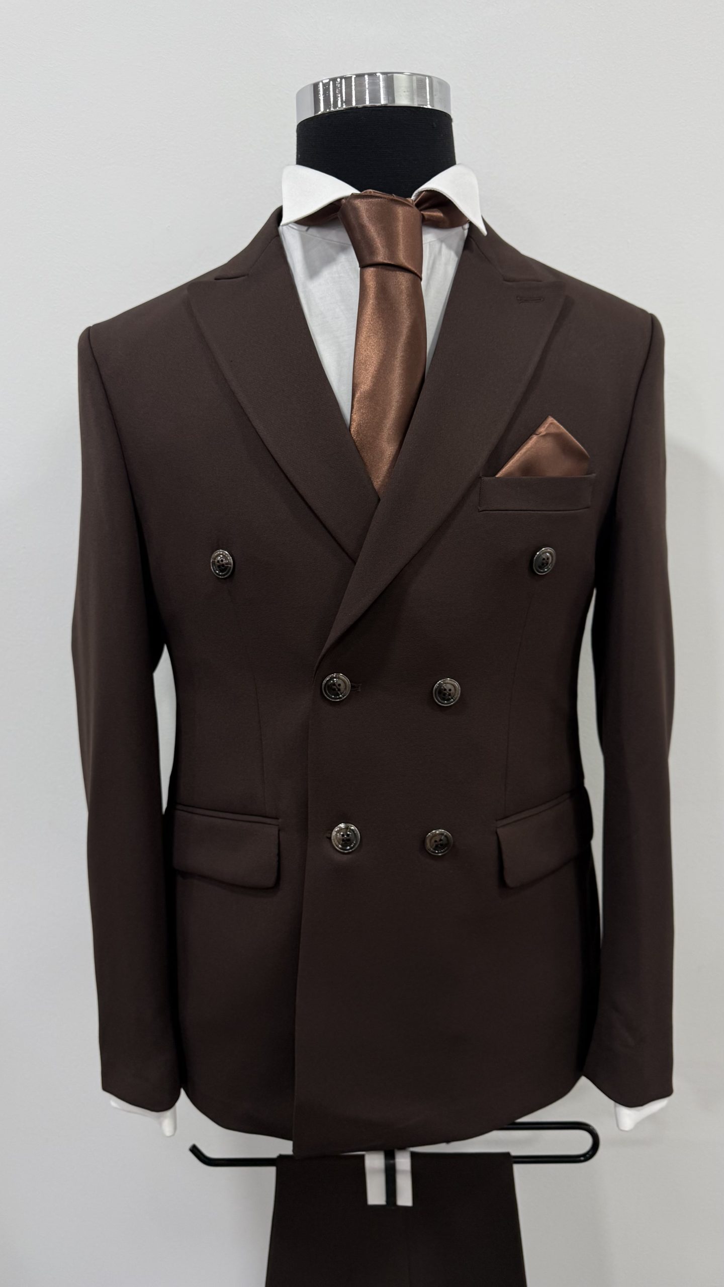 Costume croisé marron foncé – Image 2