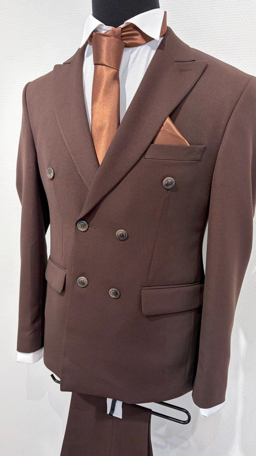 Costume croisé marron foncé – Image 3
