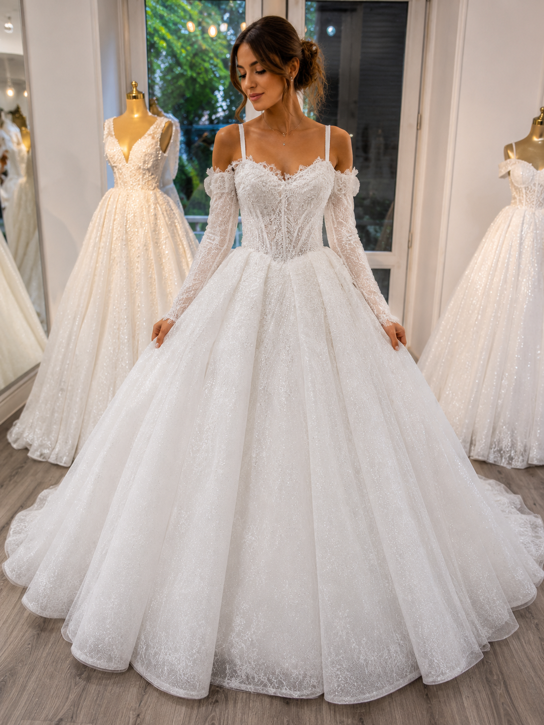 Robe de mariée princesse en dentelle chez Keya mariage Mulhouse