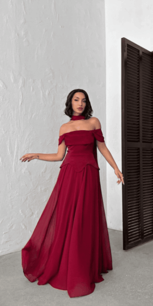 Robe de soirée Divine silhouette rouge - Keya mariage Mulhouse